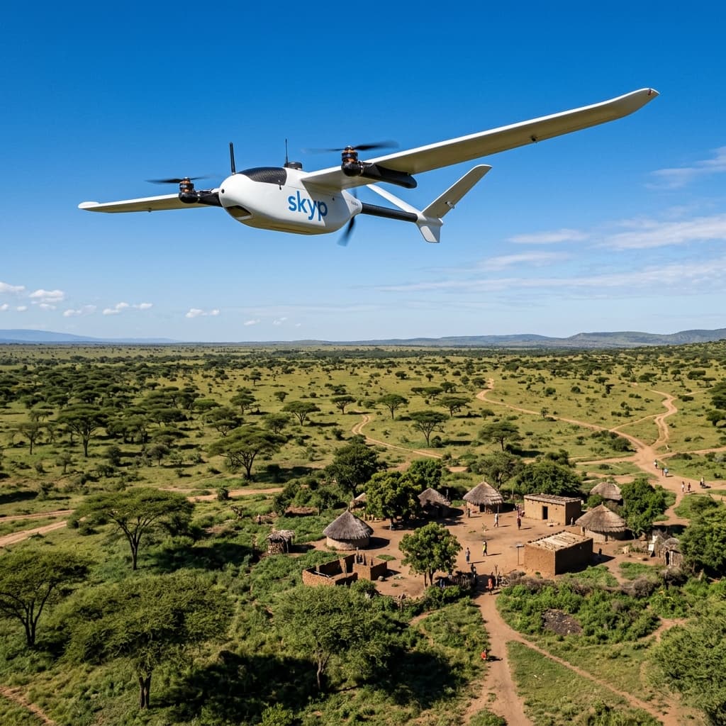 Skyp autonomous delivery drone in flight